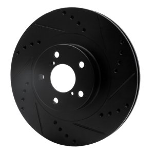 Saab 9-2X Brake Rotor (1) - Front Right - R1 Concepts - Drilled & Slotted - Black - `01-`08